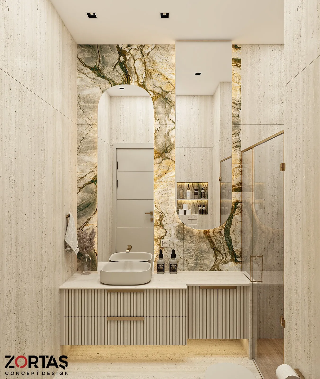 Banyo — traverten ve oniks